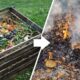 Composting organic waste vs burning leaves.
